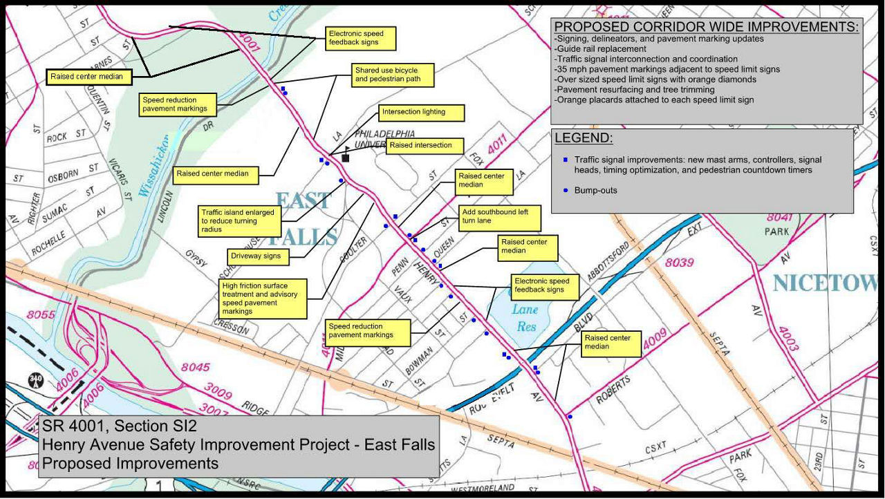 Henry Avenue East Falls Proposed Improvements Map