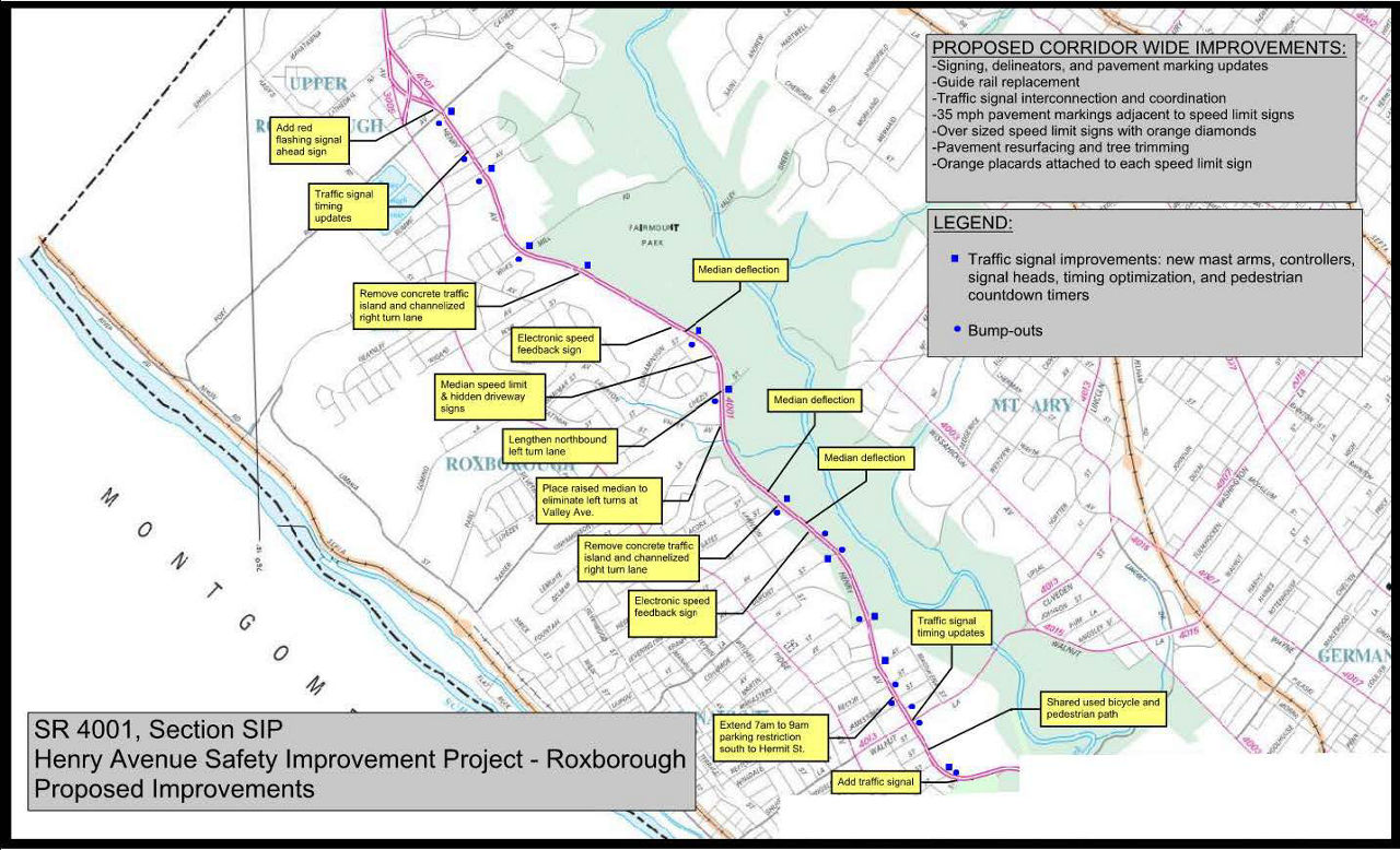 Henry Avenue Roxborough Proposed Improvements Map