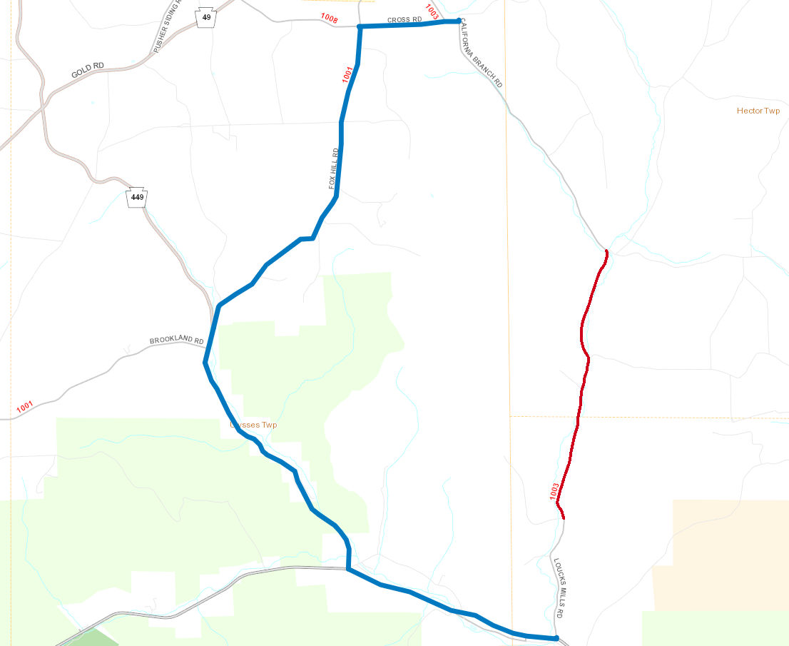 Route 1003 (Loucks Mills Road) detour map
