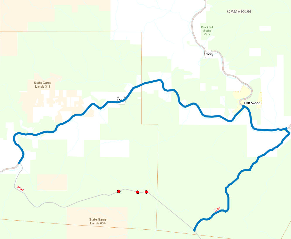 Route 2004 (Curtis Wright Road) detour map