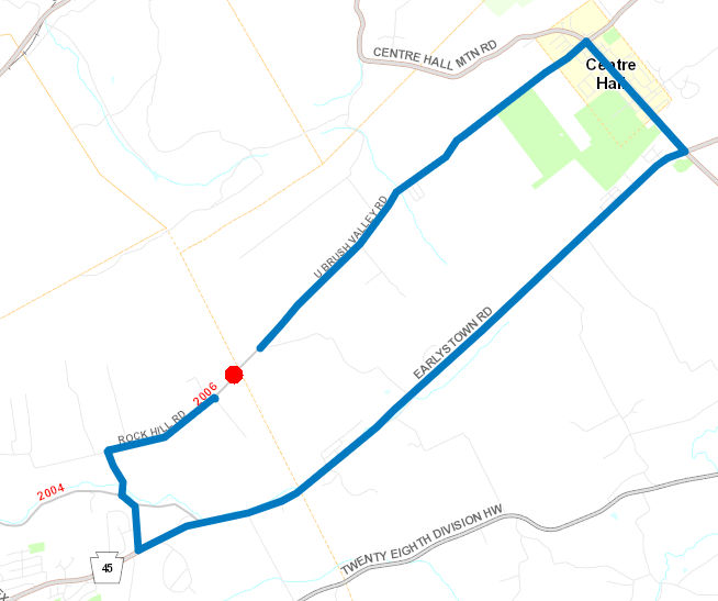 Route 2006 (Rock Hill Road) detour map