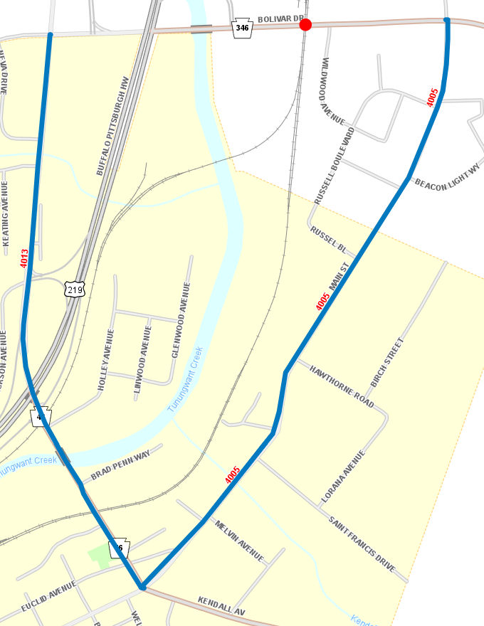 Route 346 detour map
