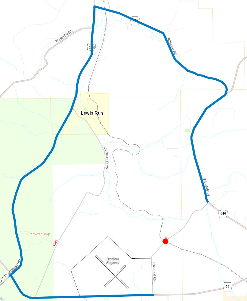 Route 4003 (Bingham Road) railroad crossing detour
