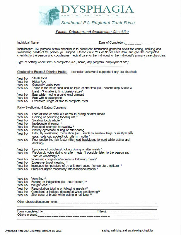 Eating, drinking and swallowing checklist thumbnail 