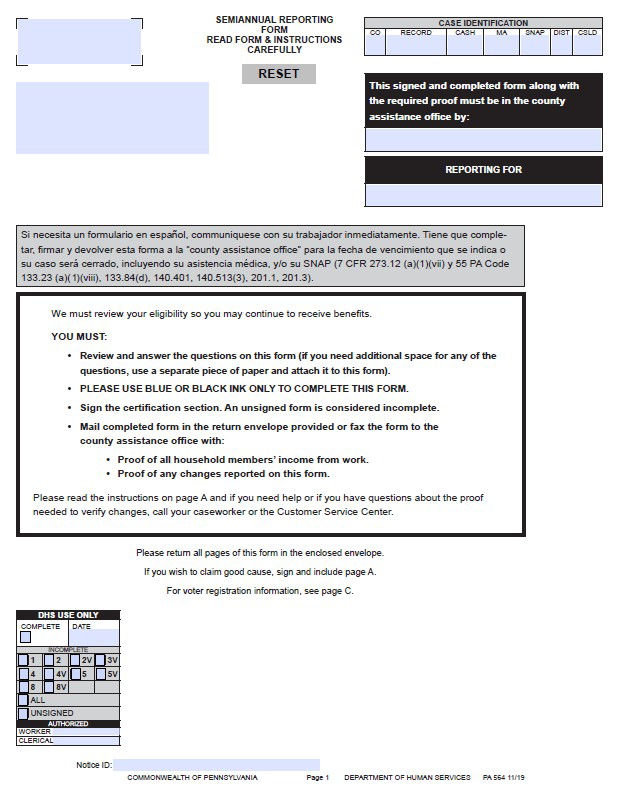 Thumbnail for Semi-Annual Reporting Form PA-561