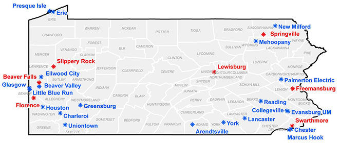 Map of Toxic Monitoring Sites in Pennsylvania