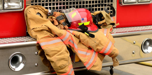 image of firefighter gear on a fire truck