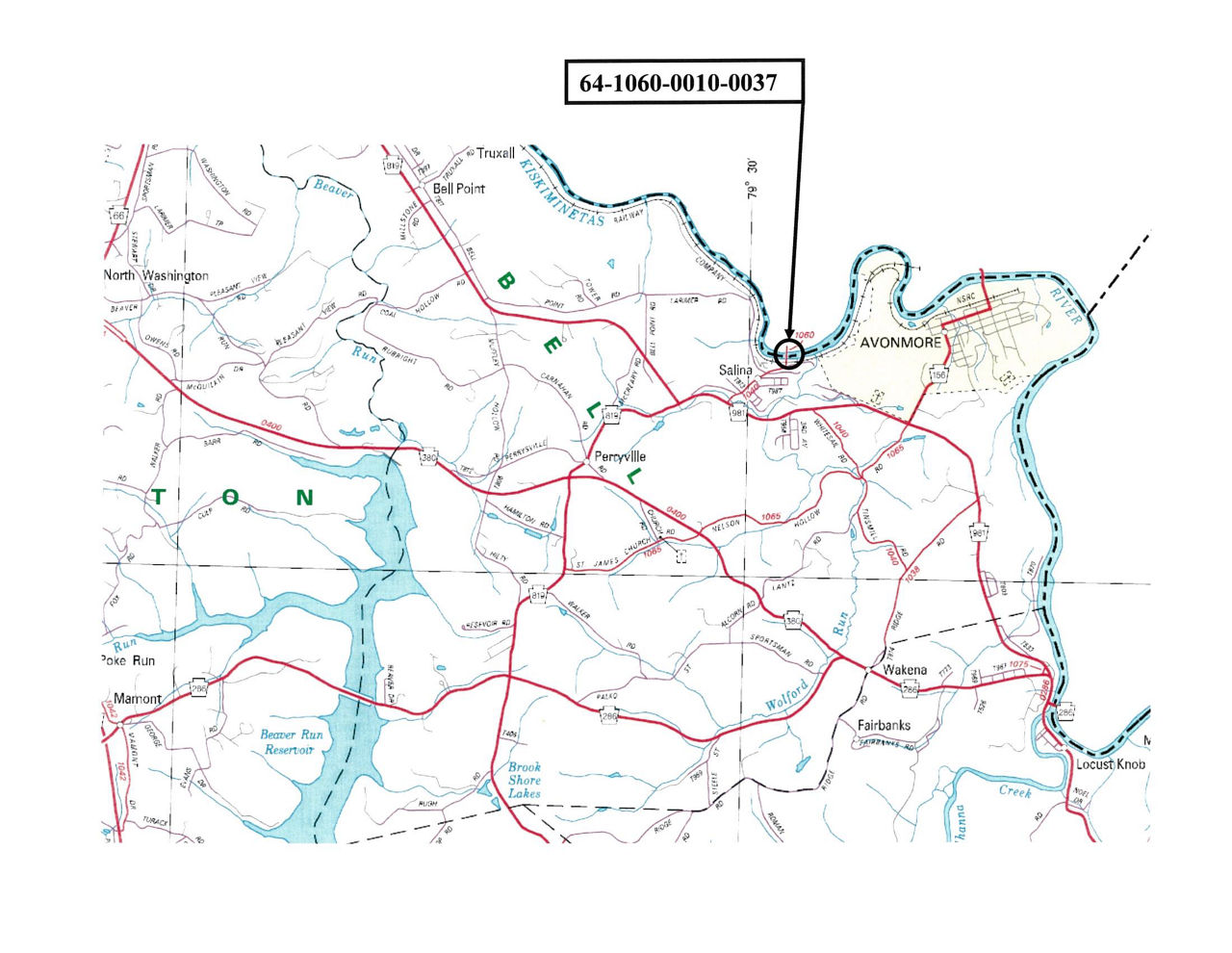 Map showing location of 64-1060-0010-0037.