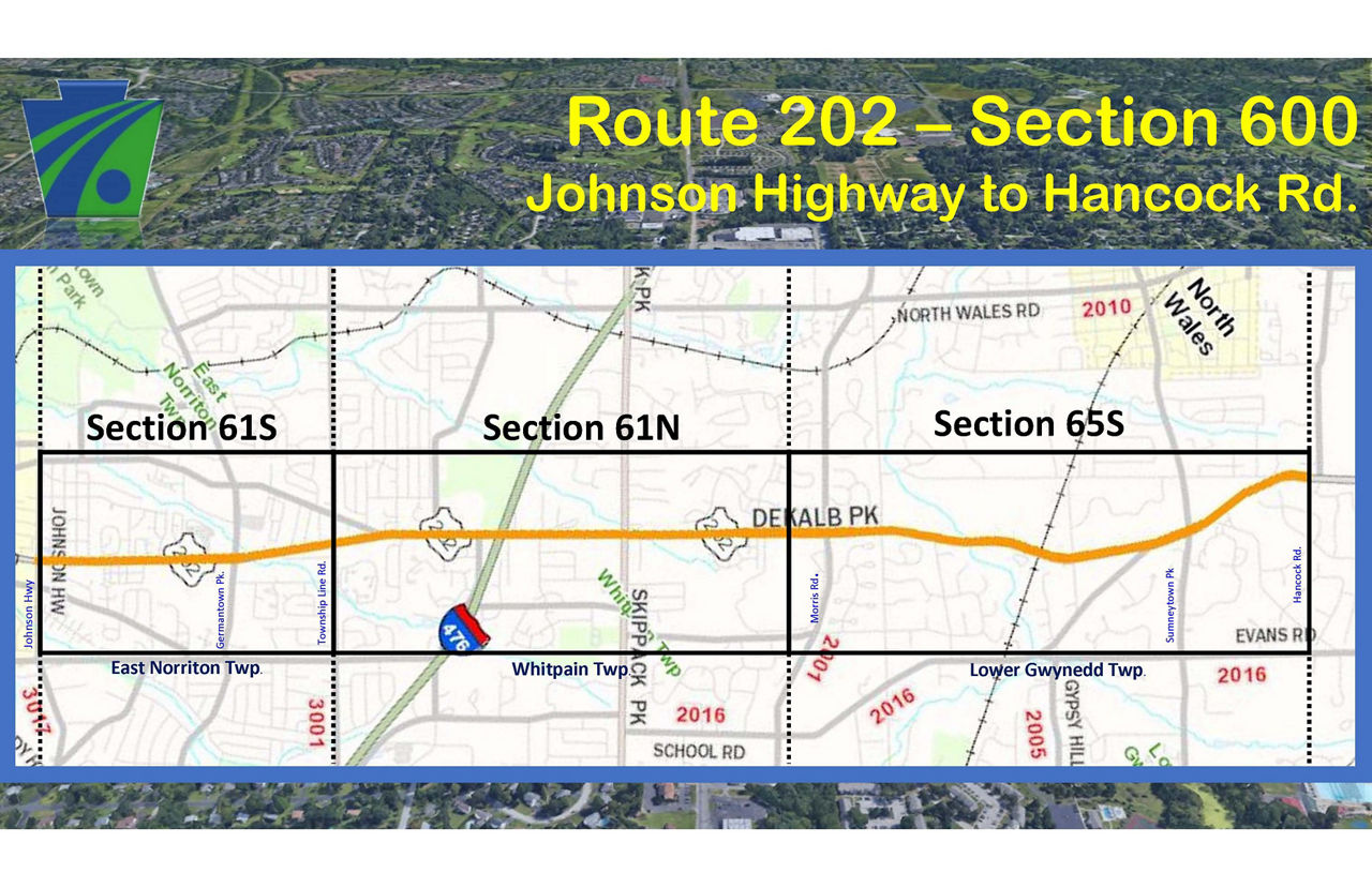 Map of U.S. 202 Section 600 Improvements