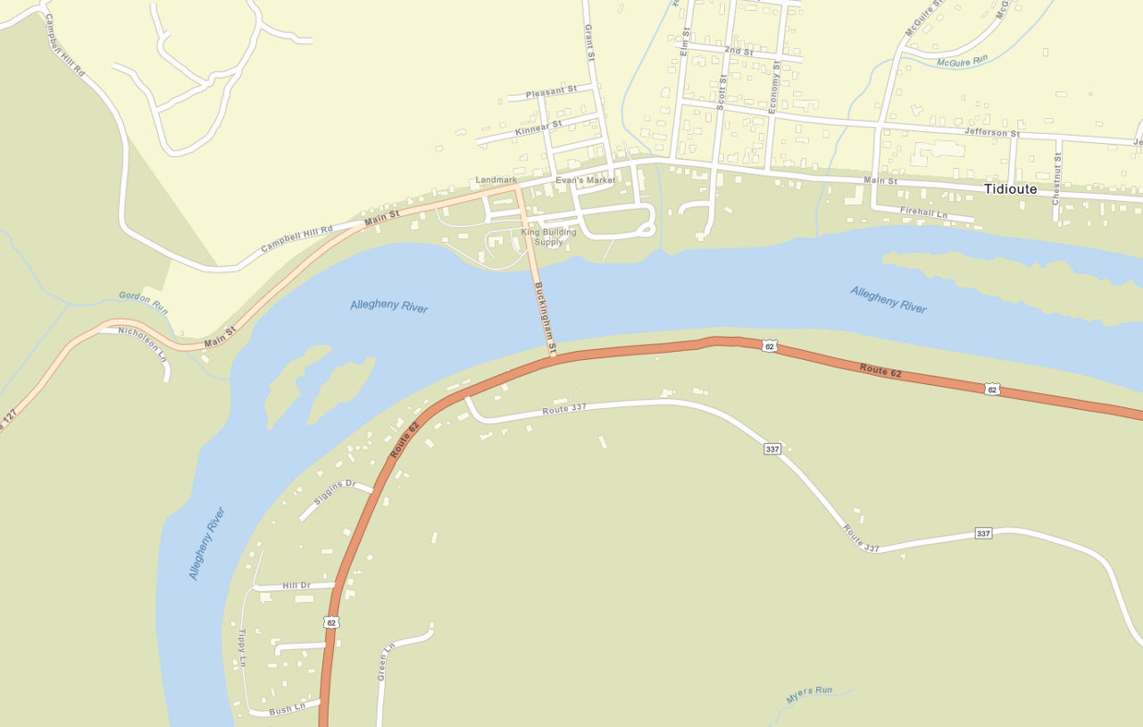 Map of the Tidioute area