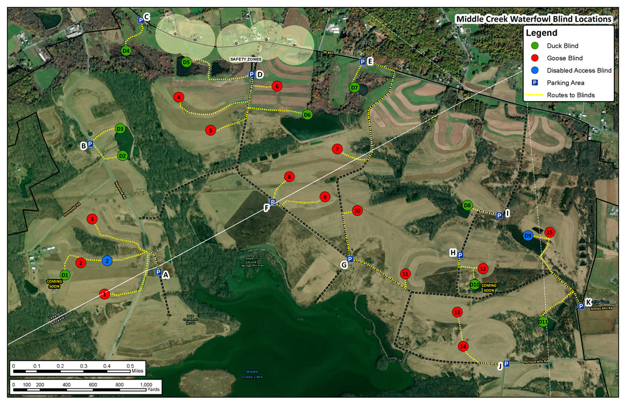 middle creek waterfowl map