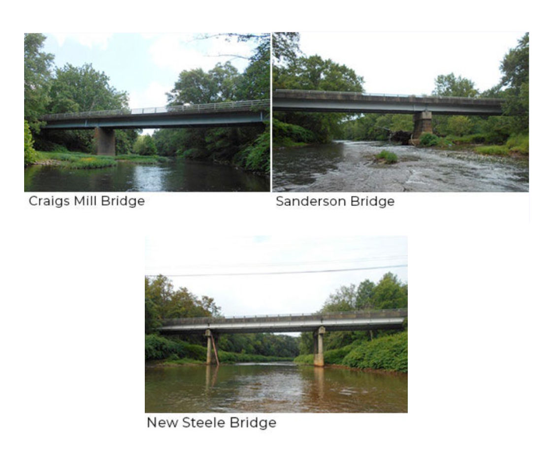 Craigs Mill Bridge, Sanderson Bridge, New Steele Bridge