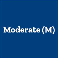 A blue square with the text "Moderate (M)"