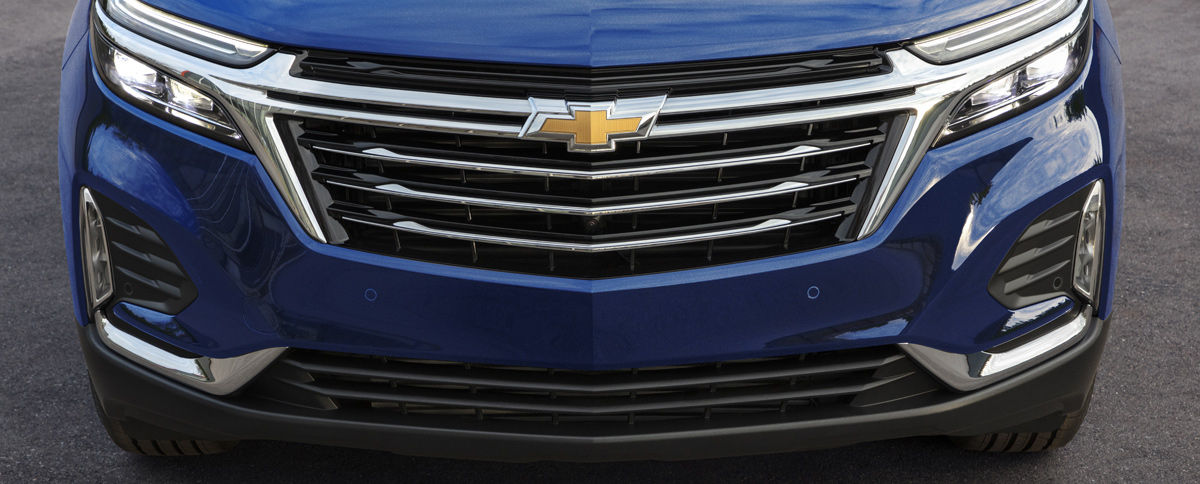 blue chevy SUV front end