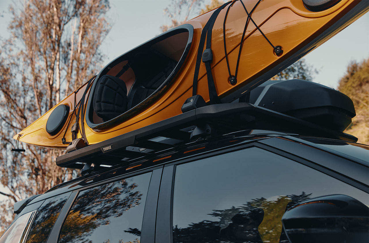 2025 Mitsubishi Outlander Trail Edition Roof Rack with Kayak Strapped