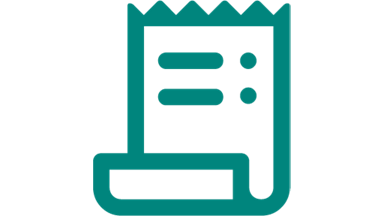 Receipt with text and a curled up end 