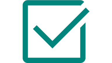 Box with check mark going through it 