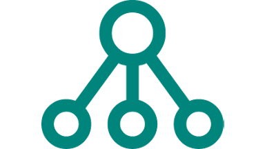 Large circle connected to three small circles