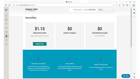 Parcel Pro RewardShip screen shot 
