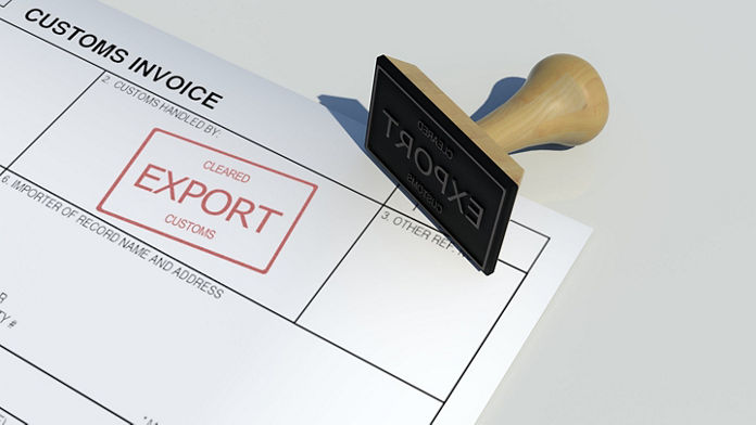 Export stamped onto a customs invoice 