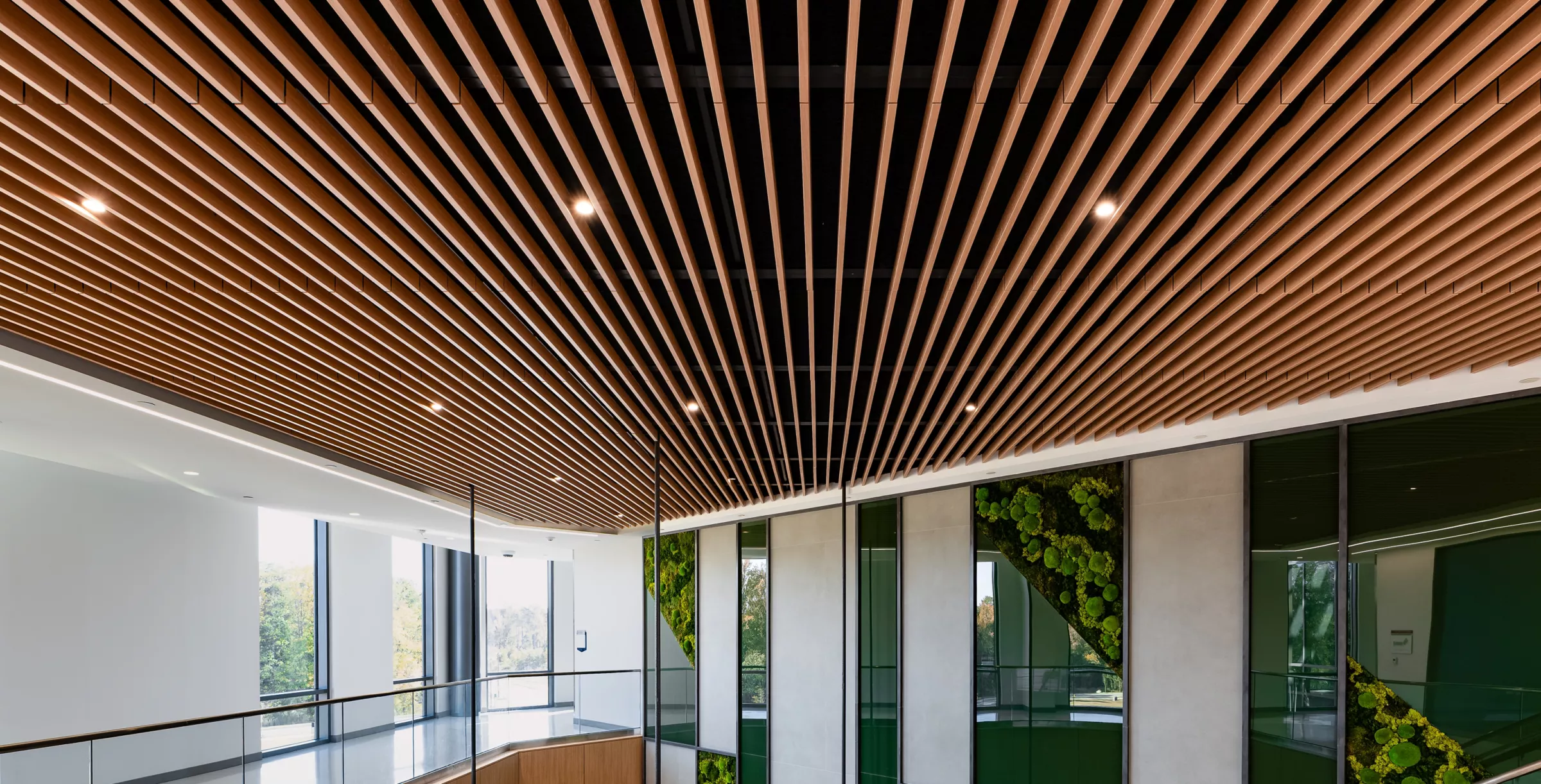 USG Ceilings Plus® Barz®  - Open Plenum Modular Acoustic Baffles, Wake Technical Community College, Architect: BSA LifeStructures, Photo: Fungi Media © USG Interiors, LLC