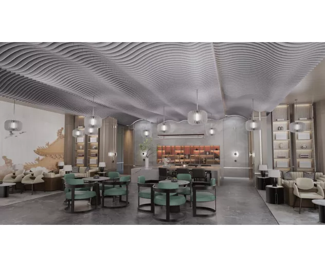 USG - Ceilings Plus🅫 Solutions de design -  Système de plafonds linéaire acoustique Colortex🅪