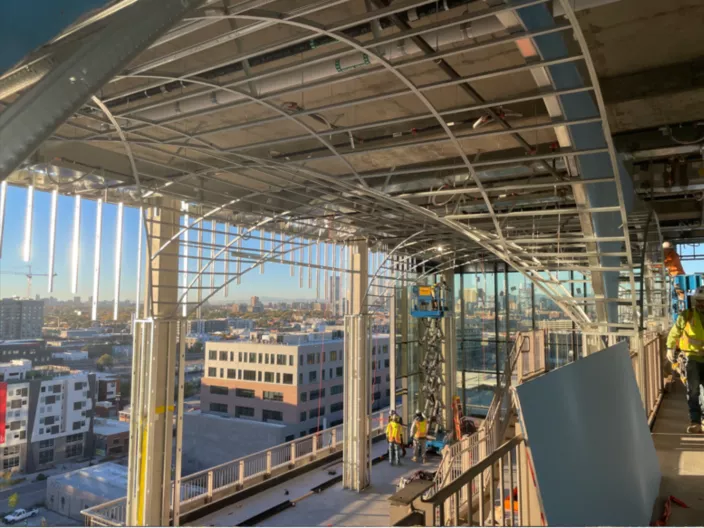 USG Drywall Suspension System Curved Ceilings, Architect: Davis Partnership Architects, Photo: © USG Interiors, LLC Fungi Media © USG Interiors, LLC.