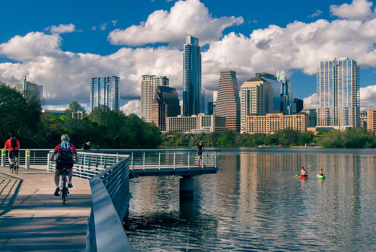 Austin hike and bike trail on Lady Bird Lake 2015