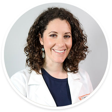 A circular portrait of Leorah Freeman, MD.