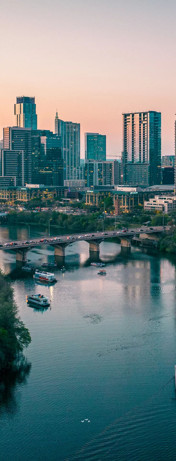 Downtown sunset cityscape