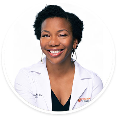 A circular portrait of Yvette Williams Brown, MD