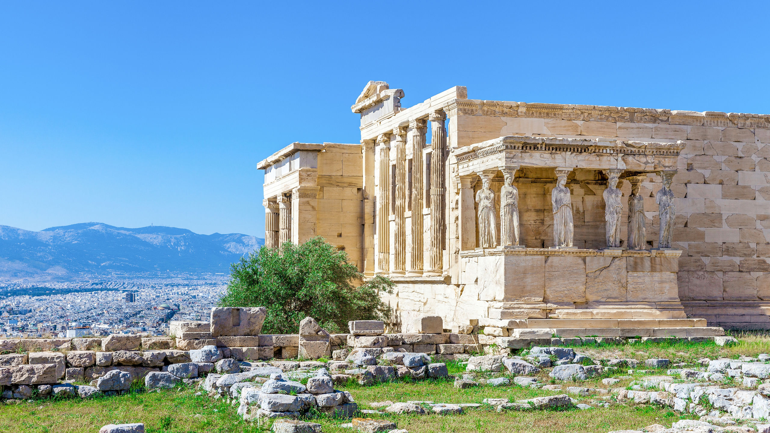 Acropolis Temple Maiden Statues Athens