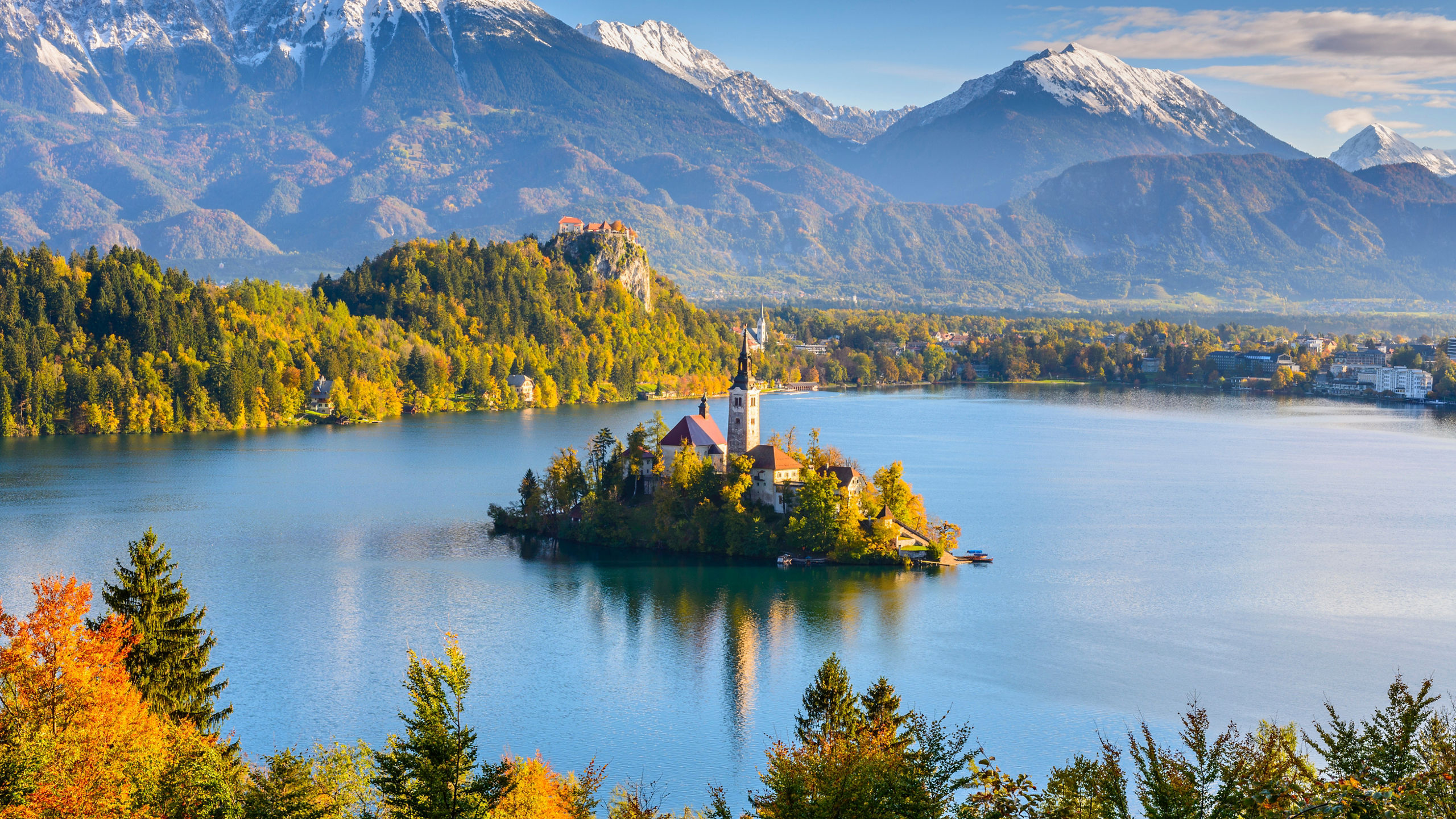 Autumn Church Lake Bled Slovenia
