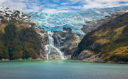 Cascading Glacier Beagle Channel Chile
