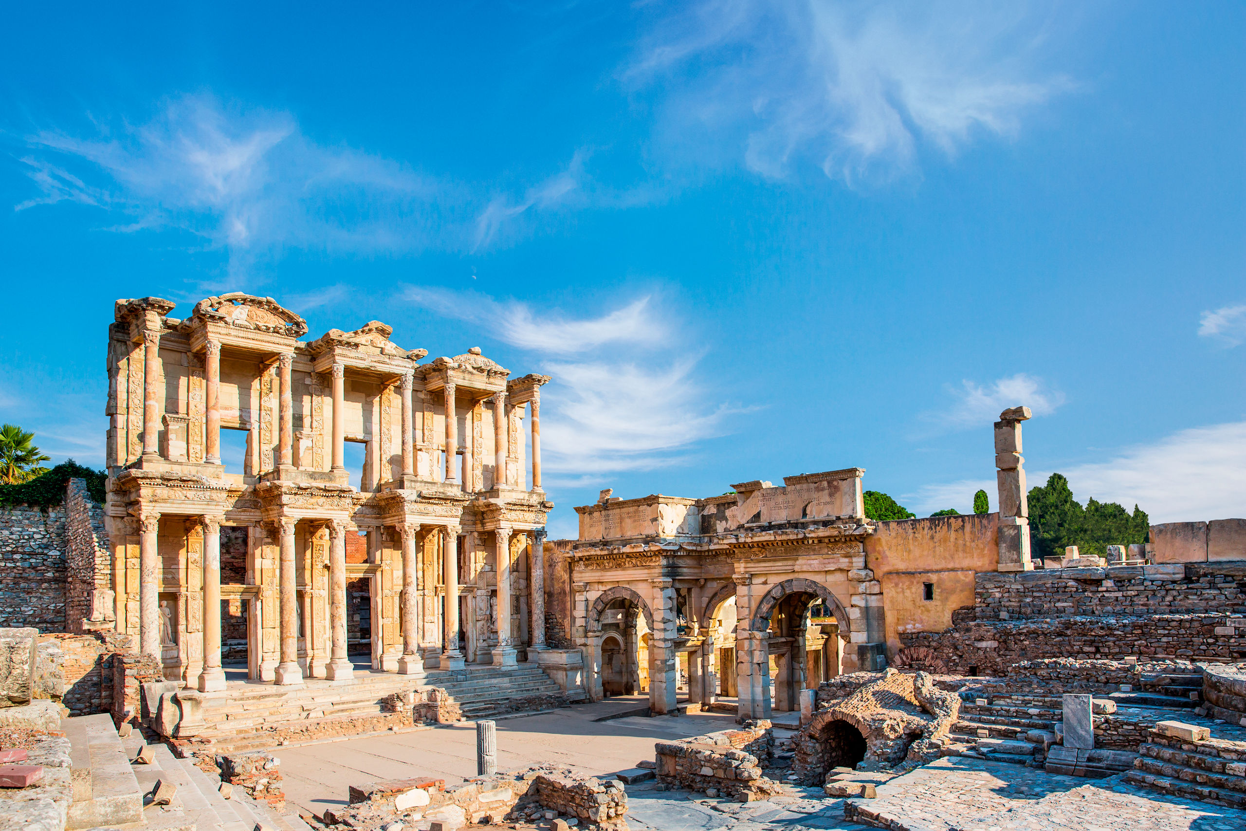 Celsus Library Courtyard Ruins Ephesus
