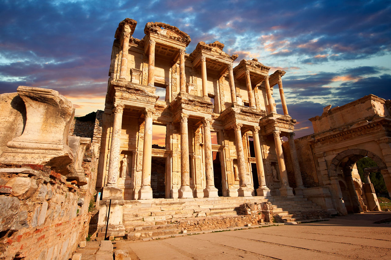 Celsus Library Ruins Dusk Ephesus