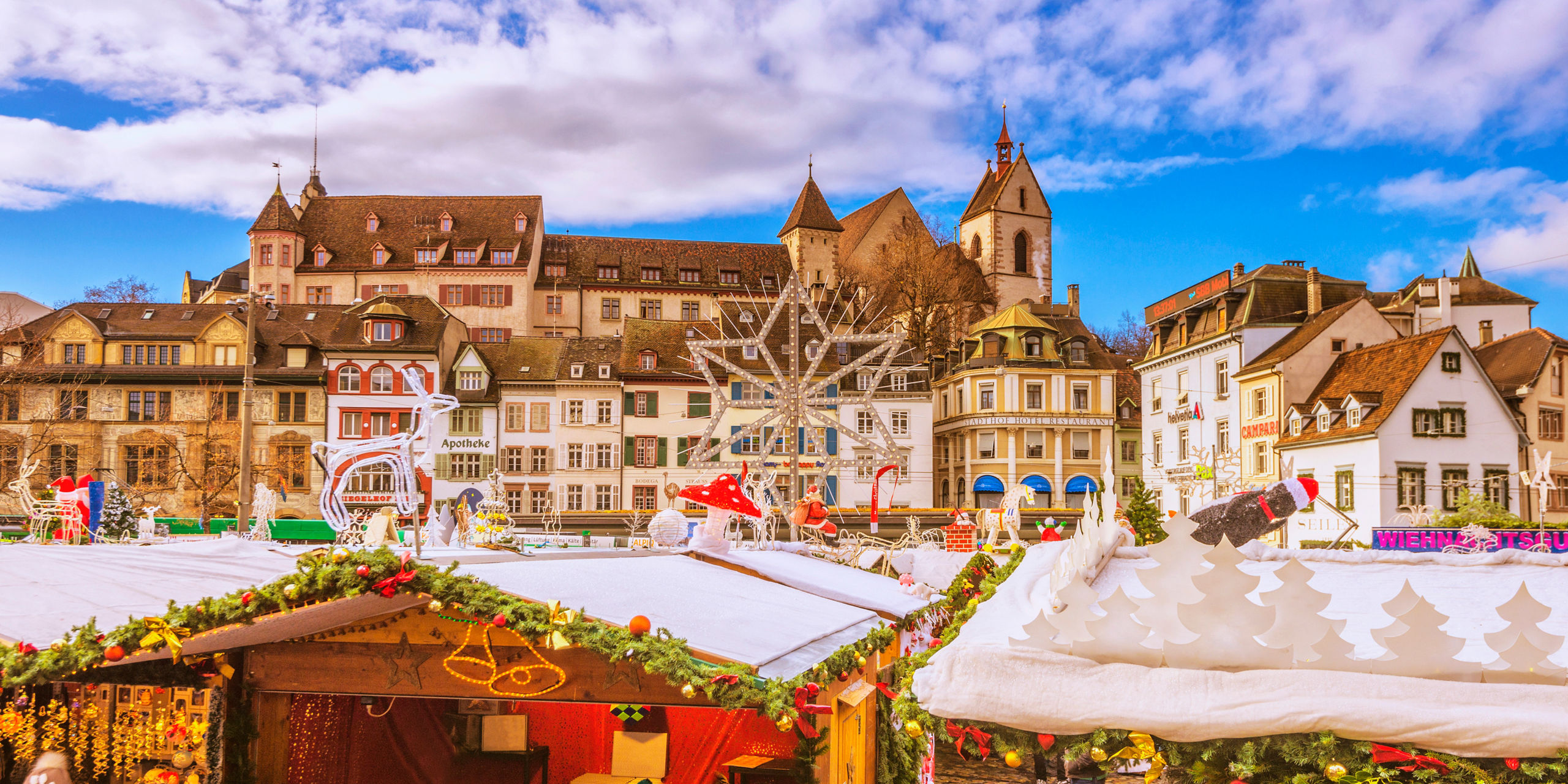 Christmas Market Stall Cityscape Basel