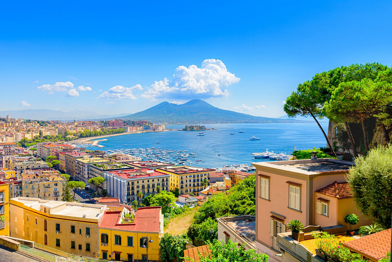 Cityscape Posillipo Hill Mount Vesuvius Naples