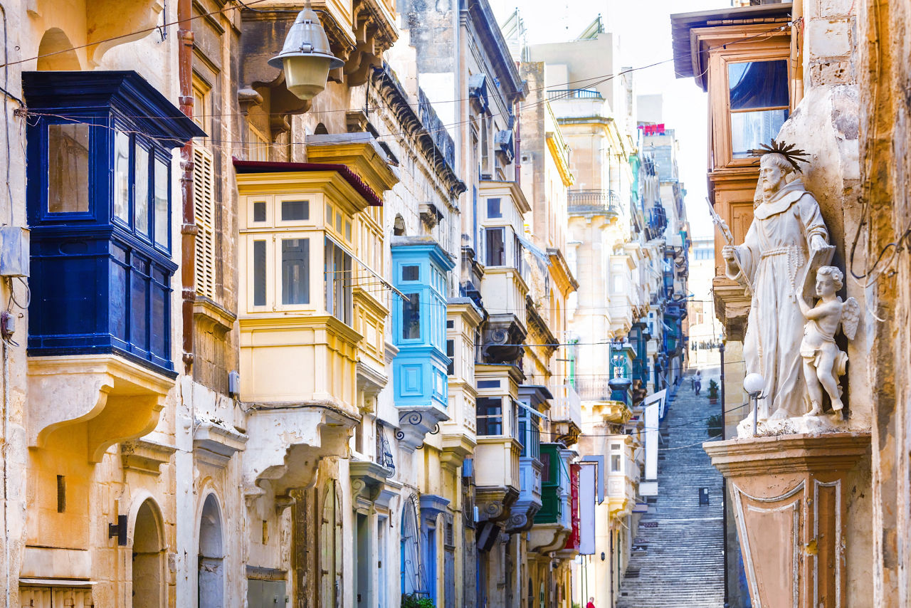 Colorful Balconies Street Valletta