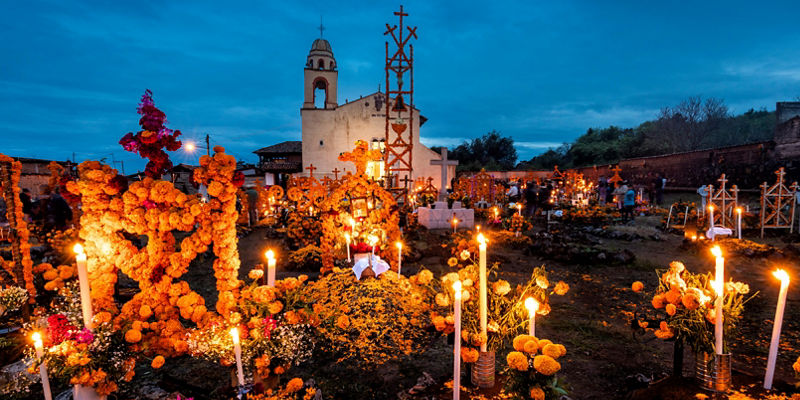 Day of the Dead altar with candles