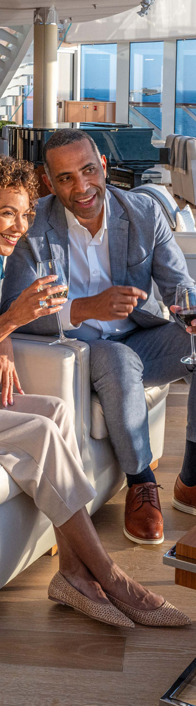 Elegant lounge with ocean views