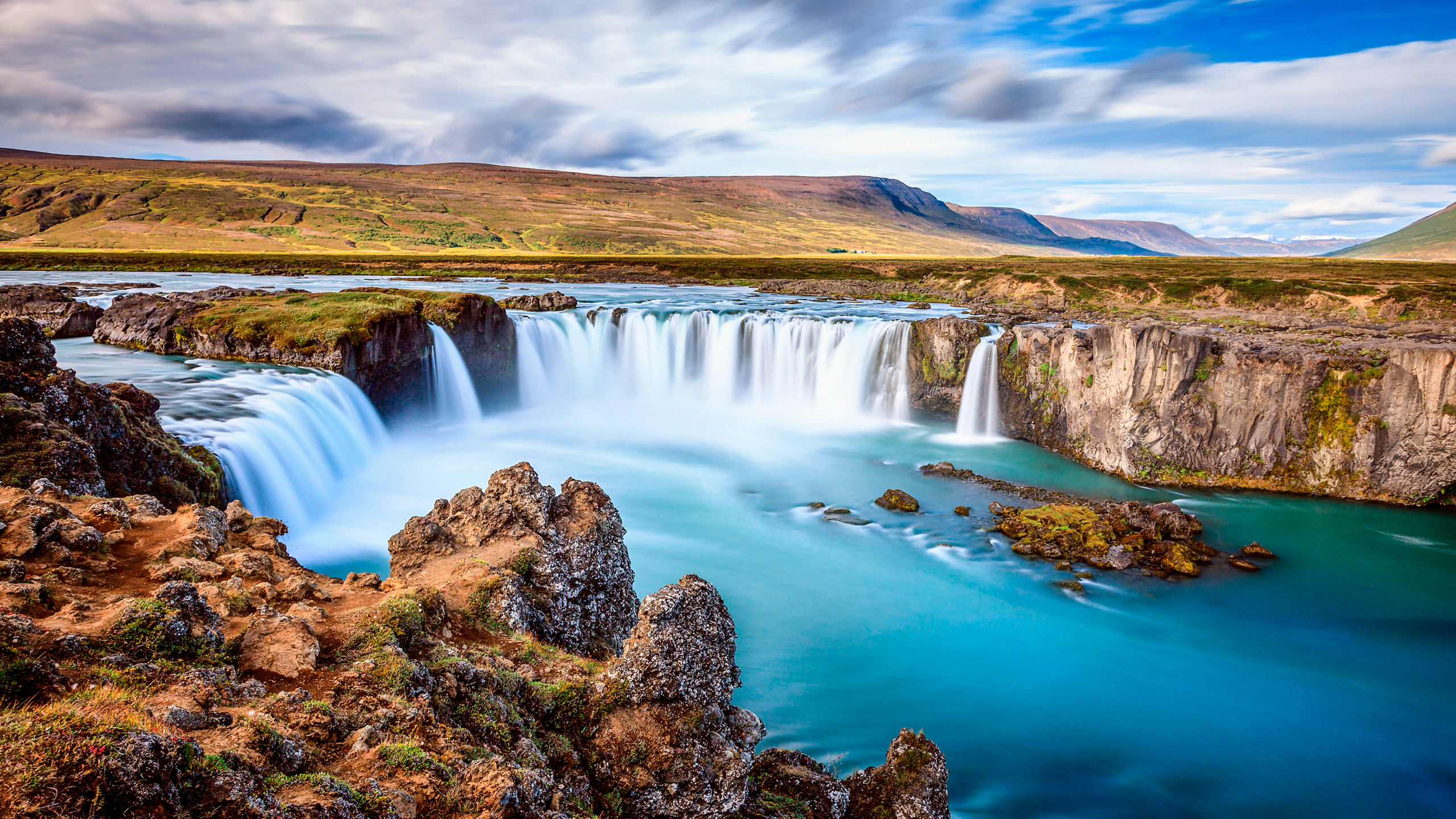 Godafoss Waterfall Landscape Iceland