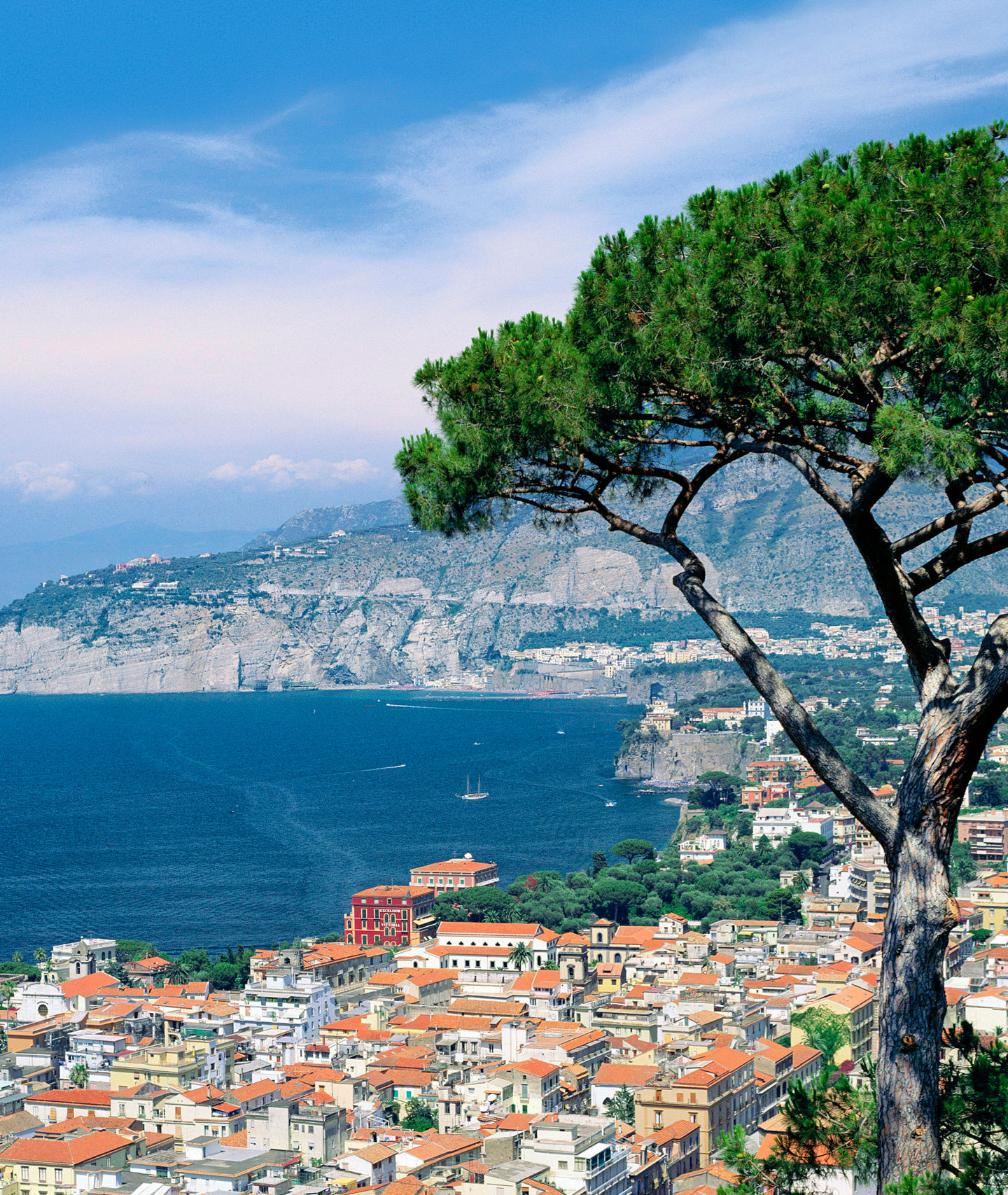 Scenic coastal town with sea view