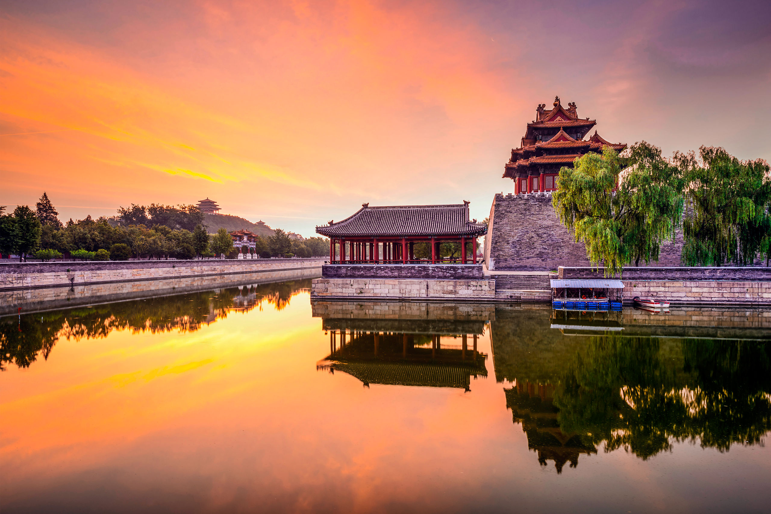 Imperial City Gate Moat Sunset Beijing
