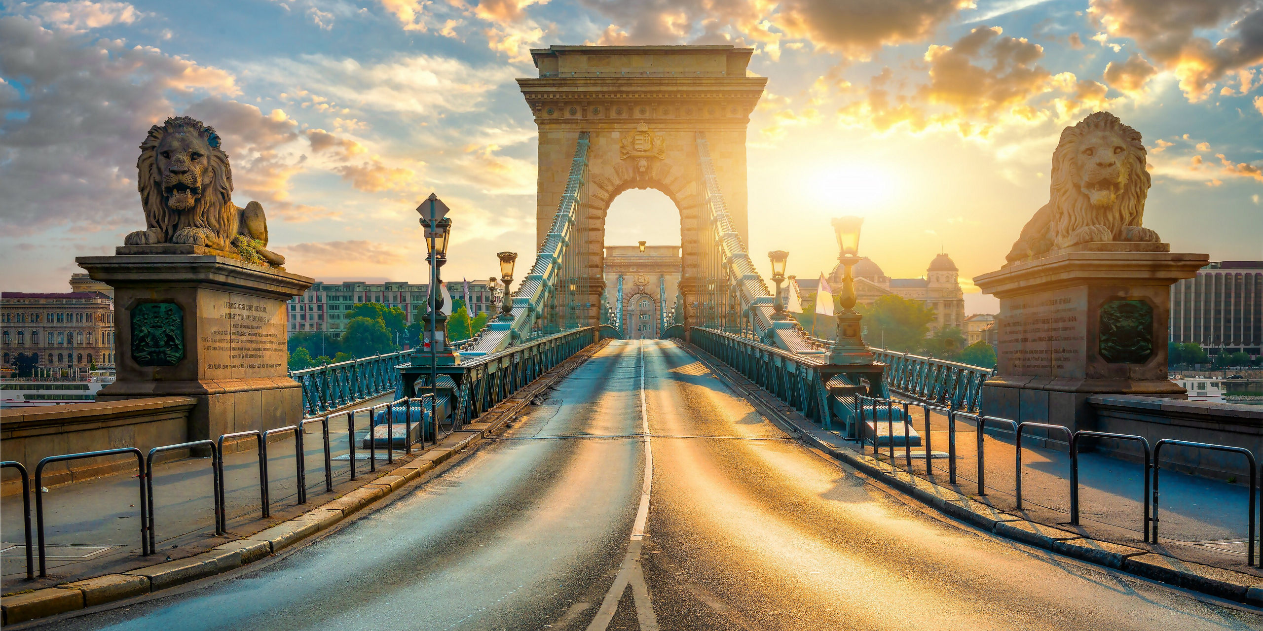 Lion Statues Chain Bridge Budapest