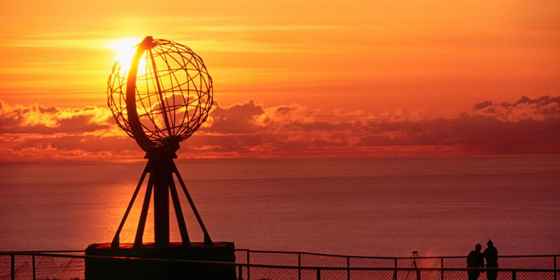 Sunset at Globe Monument, North Cape
