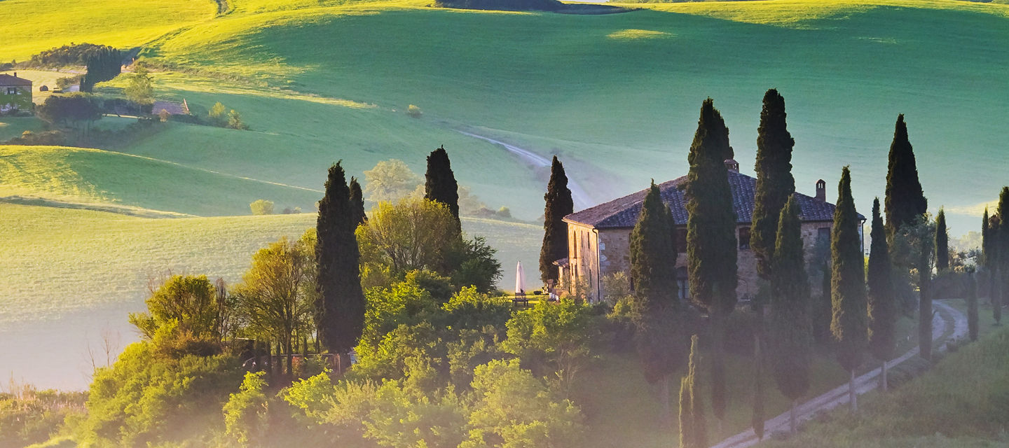Scenic Tuscan countryside with rolling hills