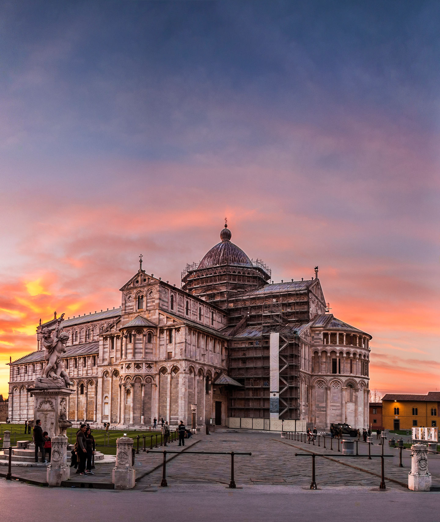Leaning Tower of Pisa at sunset