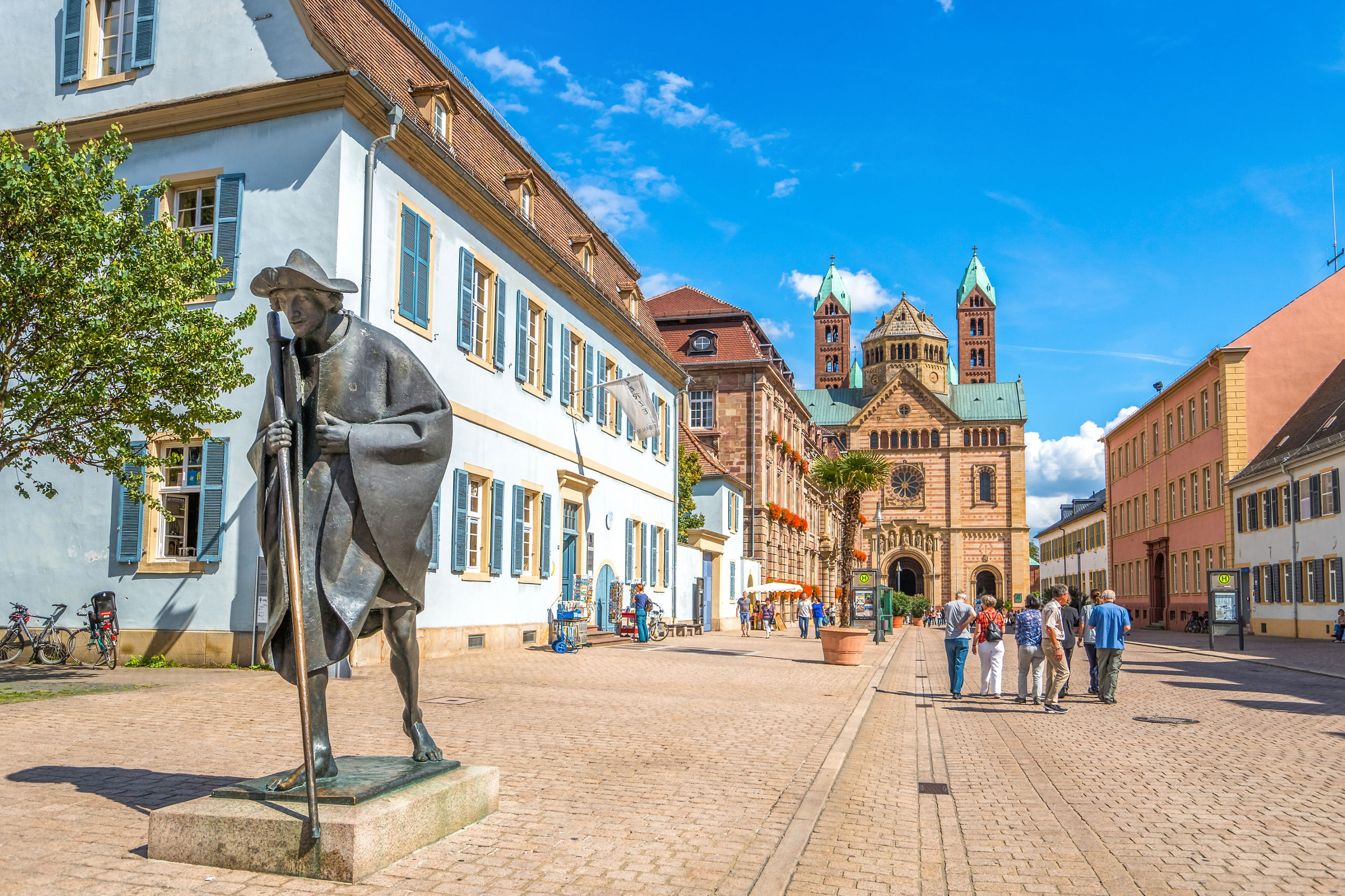 Pilgrim Statue Old Town Street Speyer