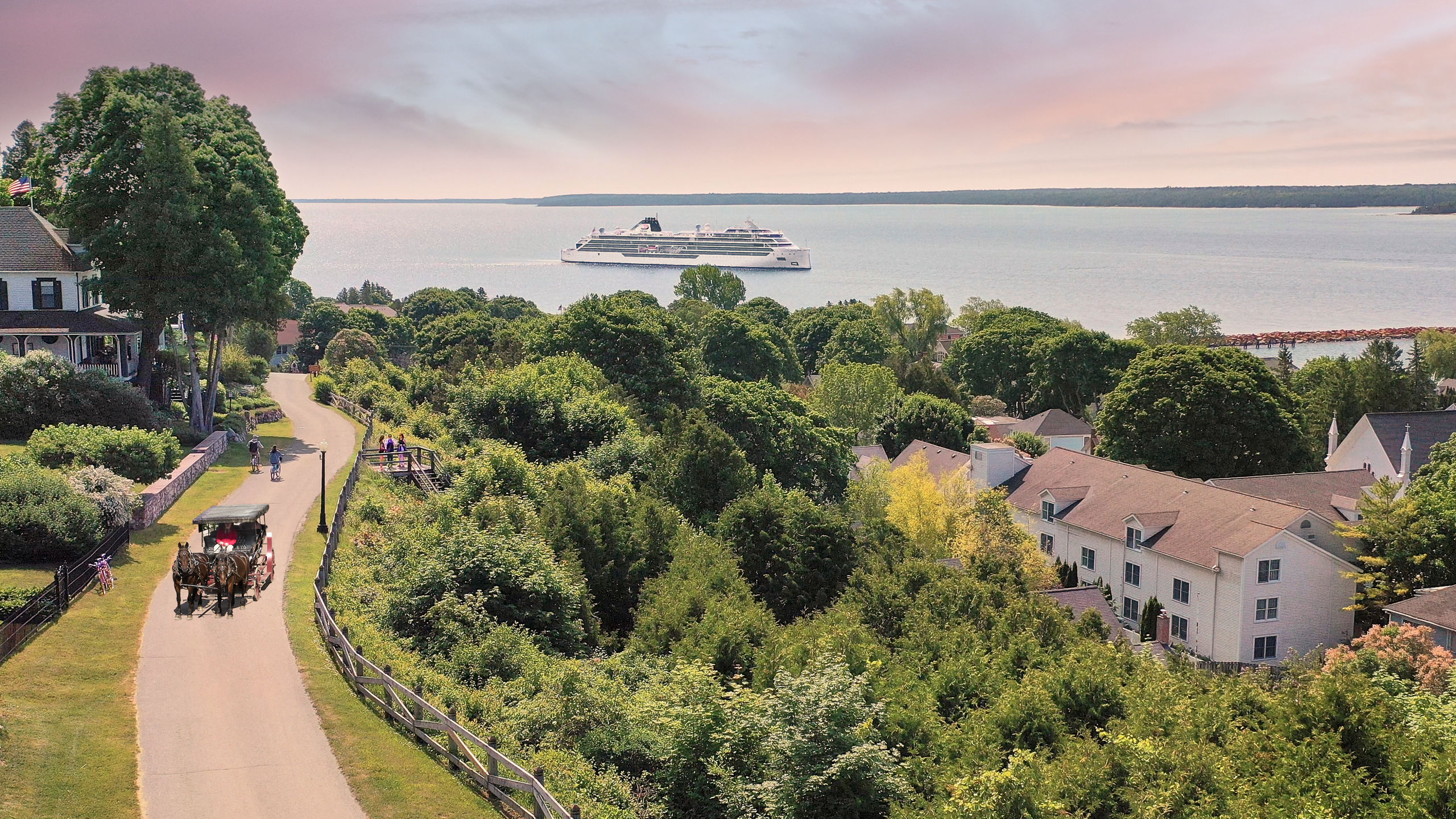 Polaris Aerial Houses Mackinac Island